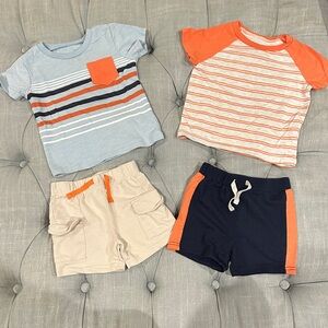 Kids Striped Matching Set in Orange and Blue